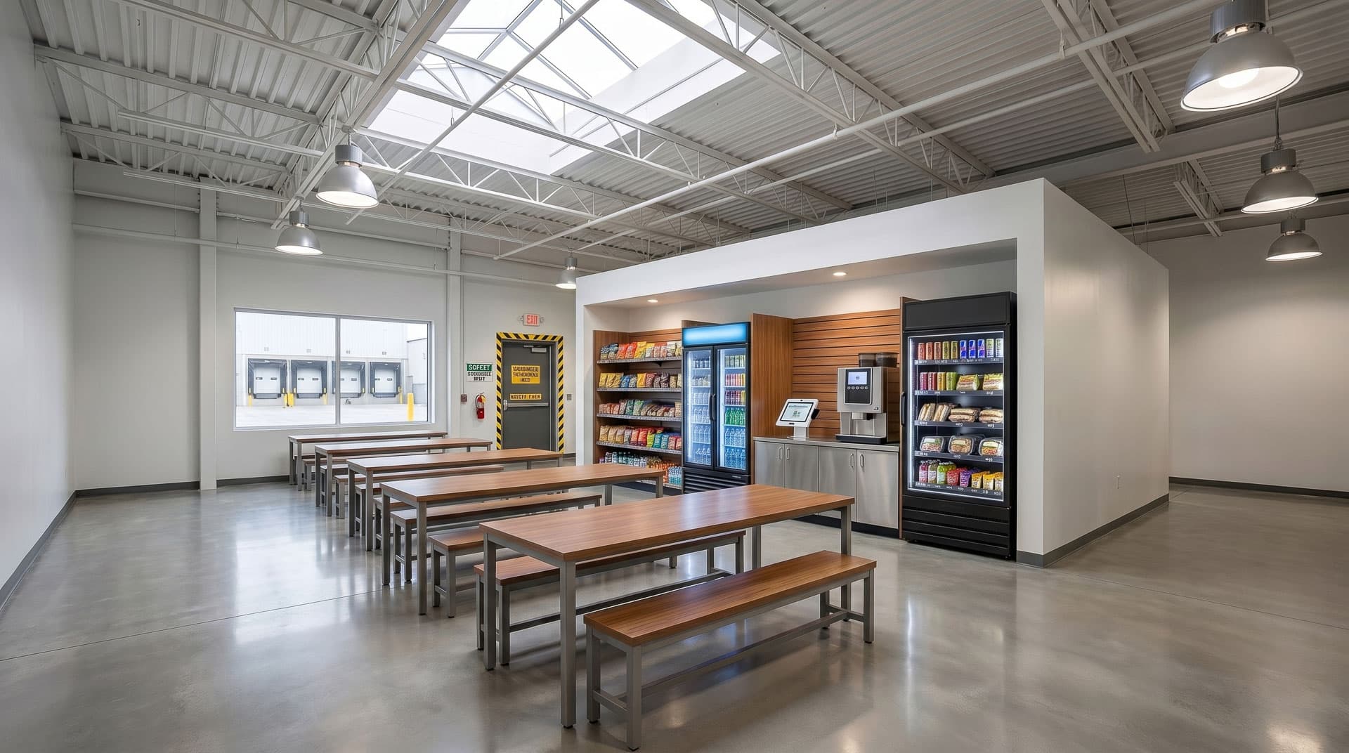 AI Vending smart store and micro market in a warehouse break room