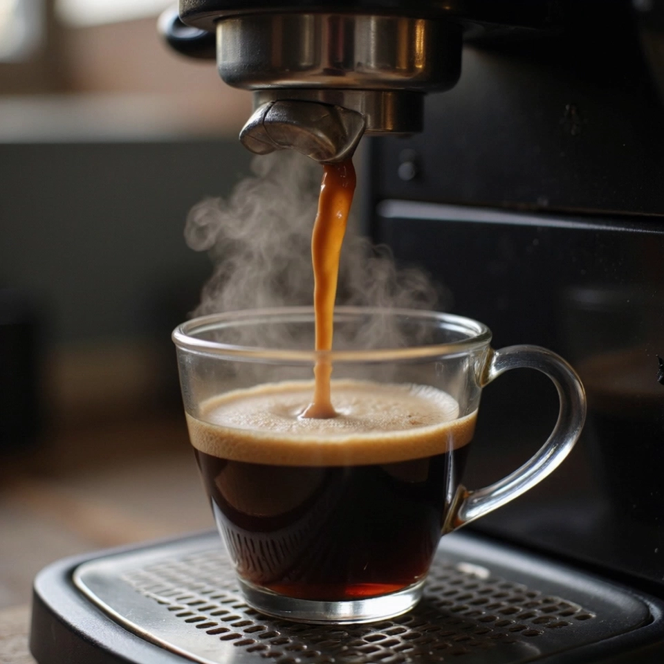 Automated premium coffee service preparing a fresh drink